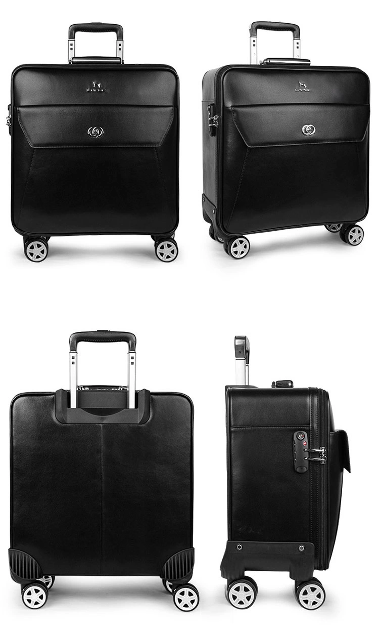 Genuine Top Layer Leather 16"20" Inch Built-in Trolley Wheeled Luggage Business Travel Boarding Luggage Bag Suitcase Case (CY5905)