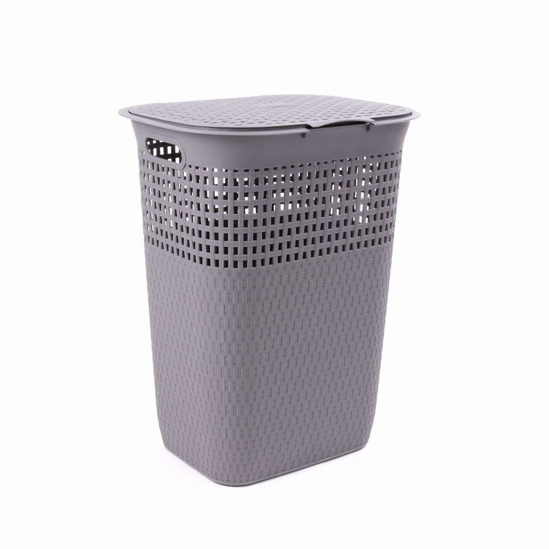 Good Quality Hot Sale PP Large Plastic Wicker 55 L Laundry Basket with Lid