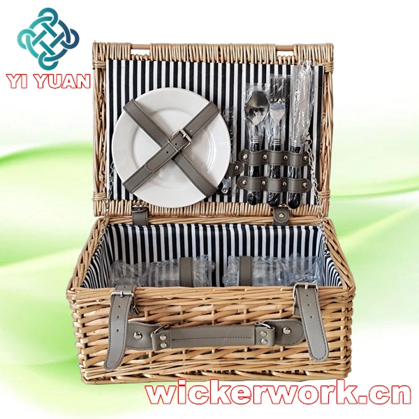 Wicker Willow Picnic Basket, Willow Basketry for Camping for Picnic