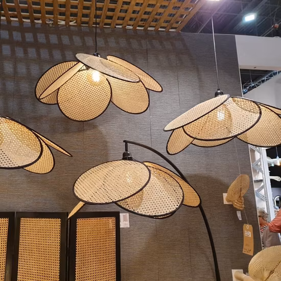 Abajur de tecido de rattan restaurante asiático restaurante chinês jantar sala de chá lustre vime vime luz